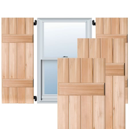 Exterior 4 Board (2 Batten) Real Wood Pine Board-n-Batten Shutters, Unfinished PR, RWB15X035UNP